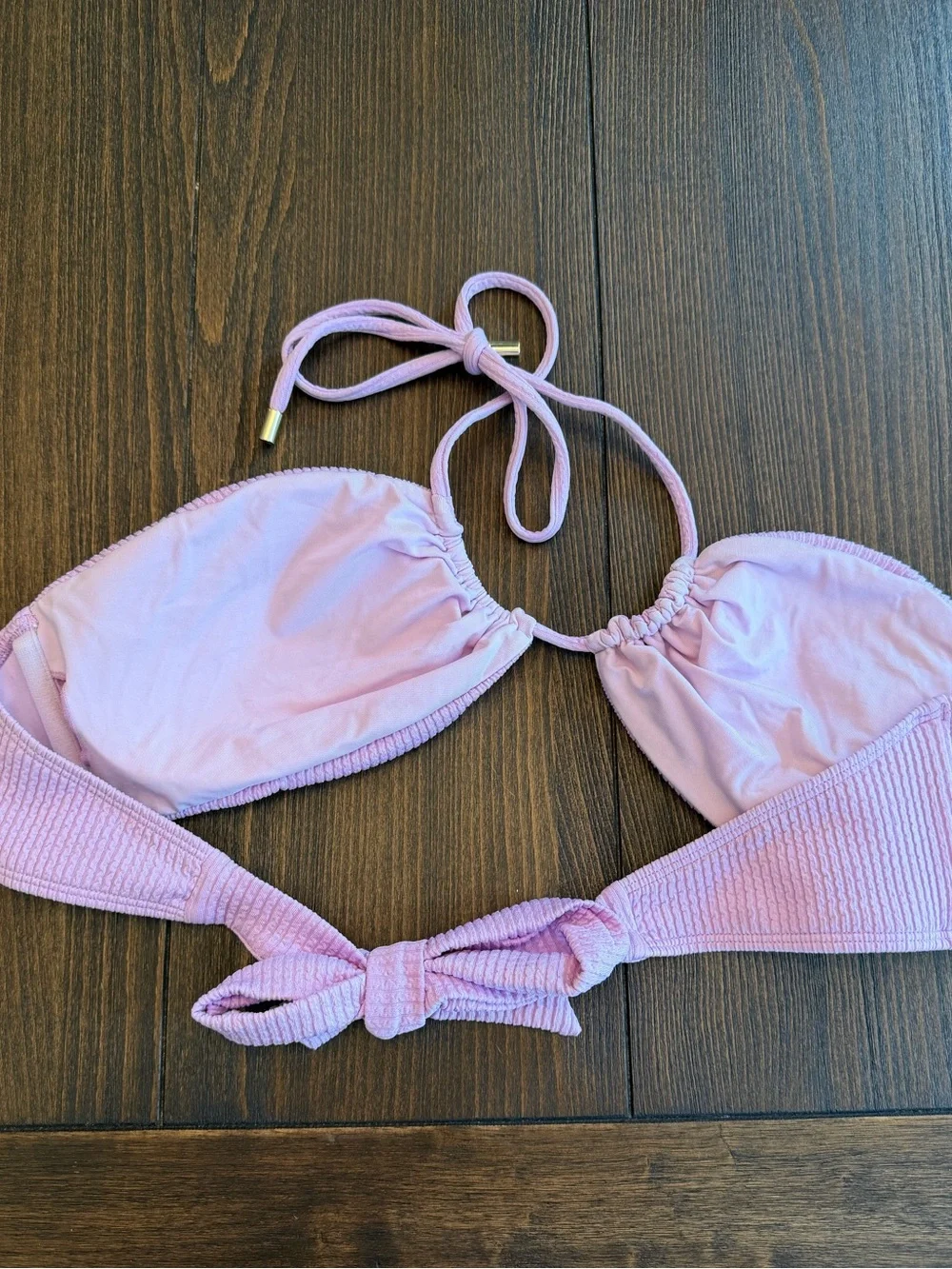 Monday Swimwear Pink Textured Ribbed Bikini Set
